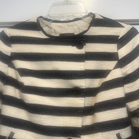 The Limited navy and off white striped tweed style jacket  size XS. - Picture 3 of 10